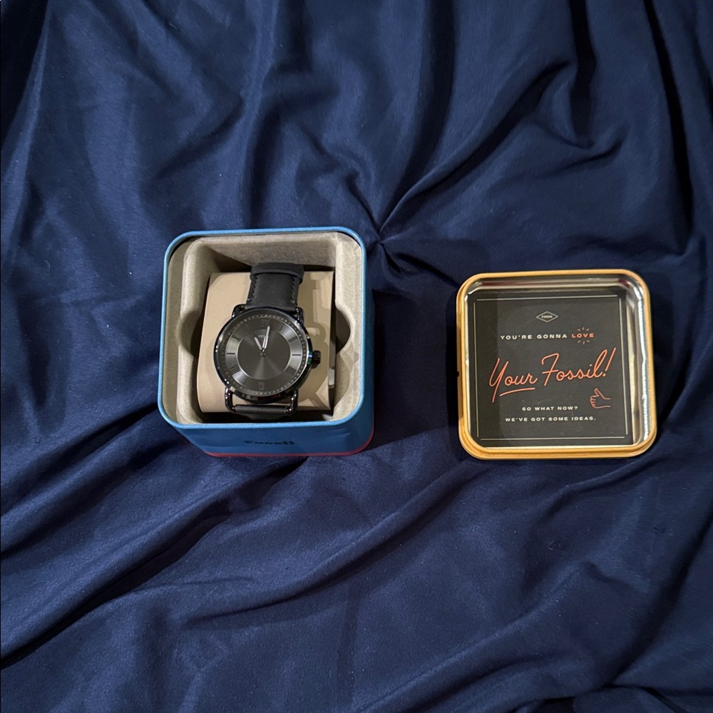 Fossil Black Leather Strap Watch